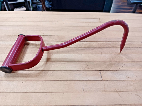 Vintage red metal handle - metal, d-handle