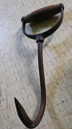 Vintage wooden handle hay - wooden, hook